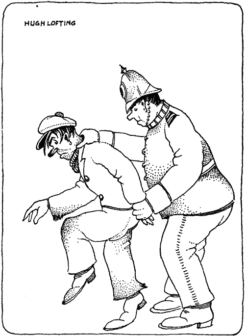 "Matthew struggling in the grasp of a policeman"