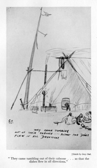 "They came tumbling out of their caboose ... so that the dishes flew in all directions."