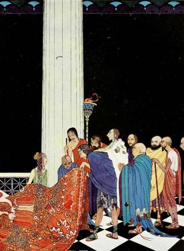 The voyagers examined the web of cloth.