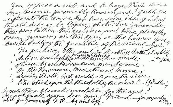 handwritten note from the author