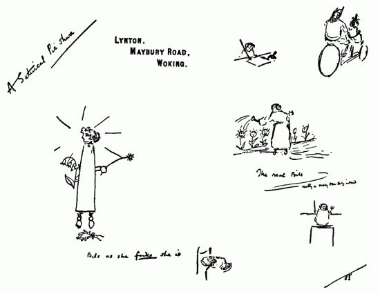 Hand-written note with drawing.