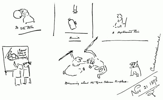 Hand-written note with drawings.