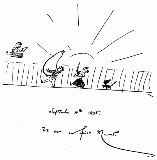 Hand-written note with drawing.