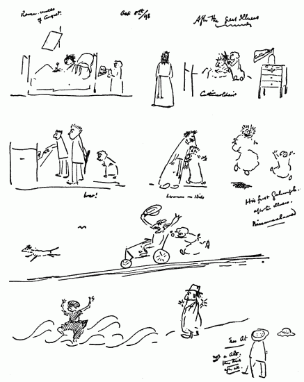 Drawings with writings by hand.